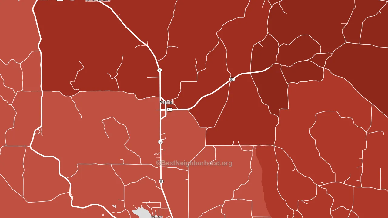 Walthall, MS block-group political-lean map