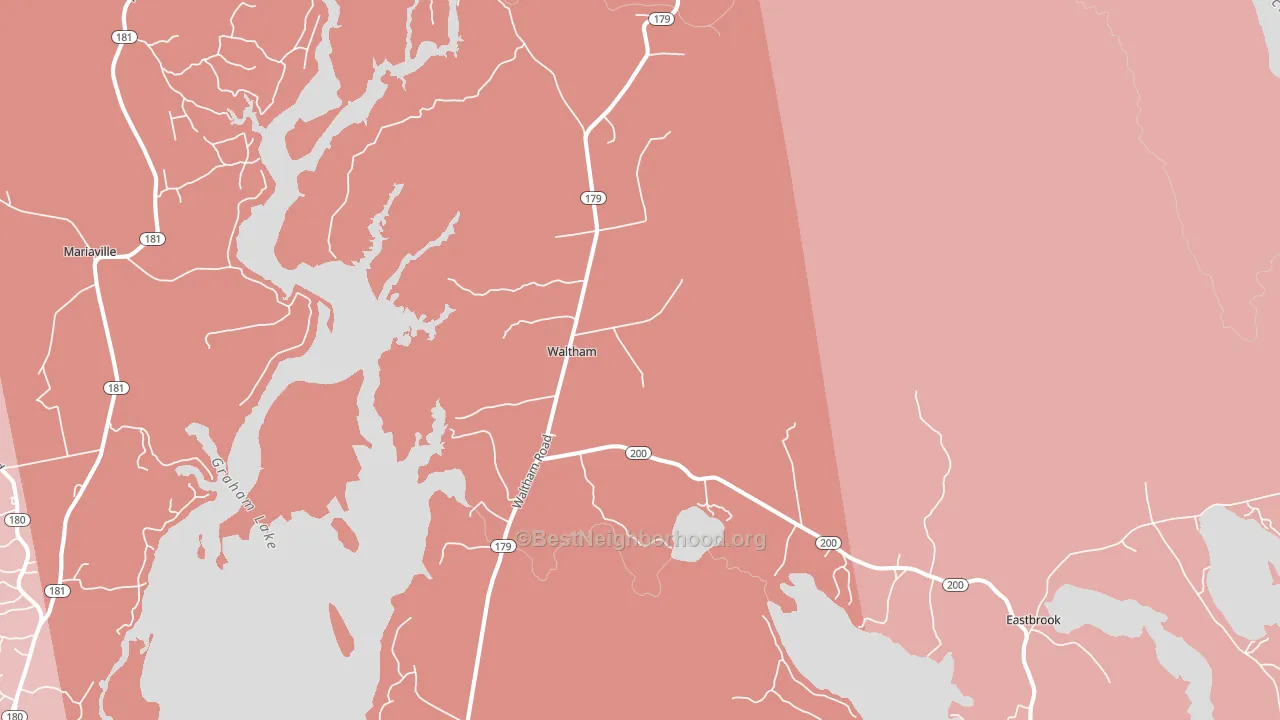 Waltham, ME block-group political-lean map