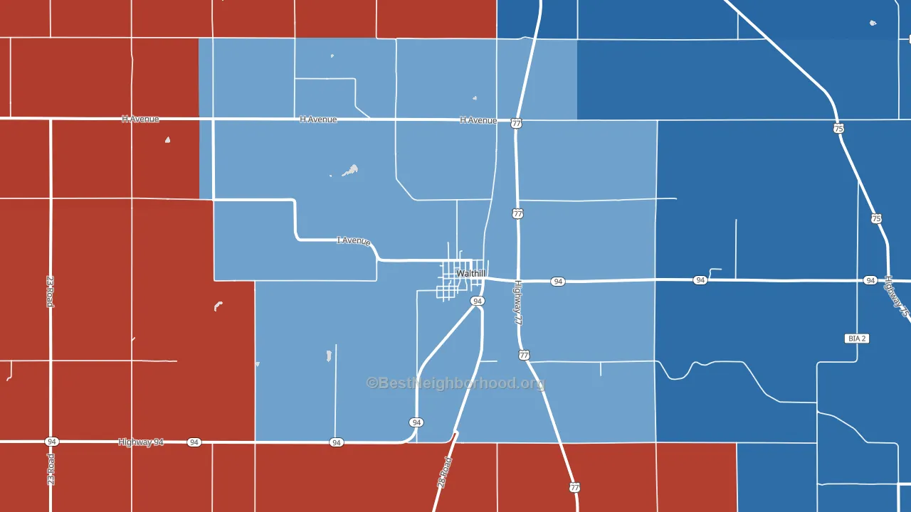 Walthill, NE block-group political-lean map