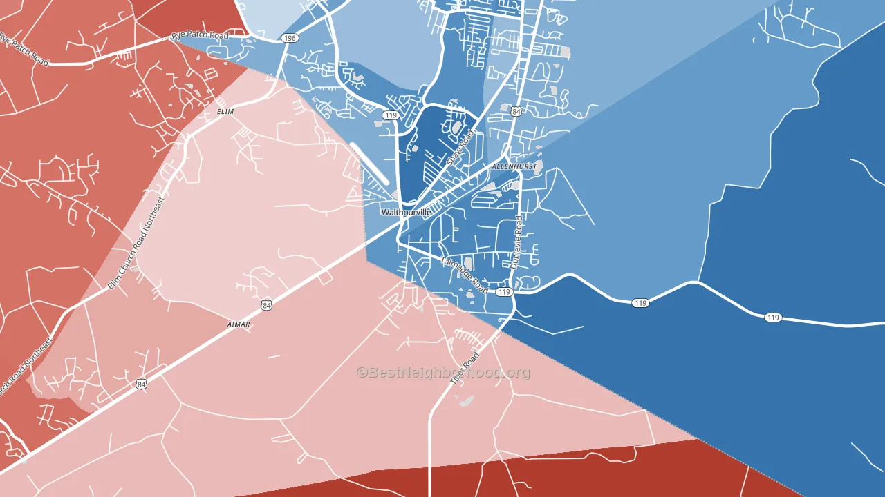 Walthourville, GA block-group political-lean map