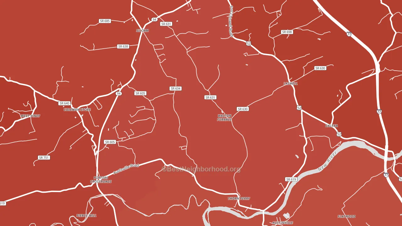 Walton Furnace, VA block-group political-lean map