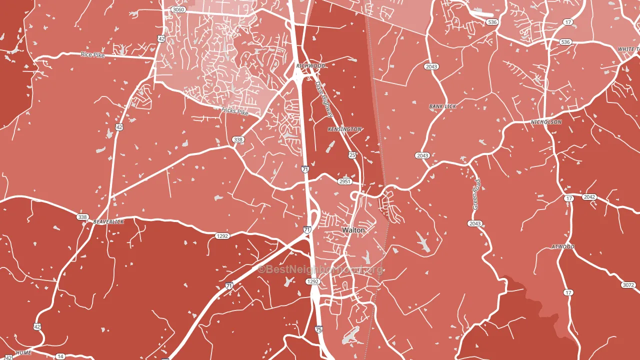 Walton, KY block-group political-lean map