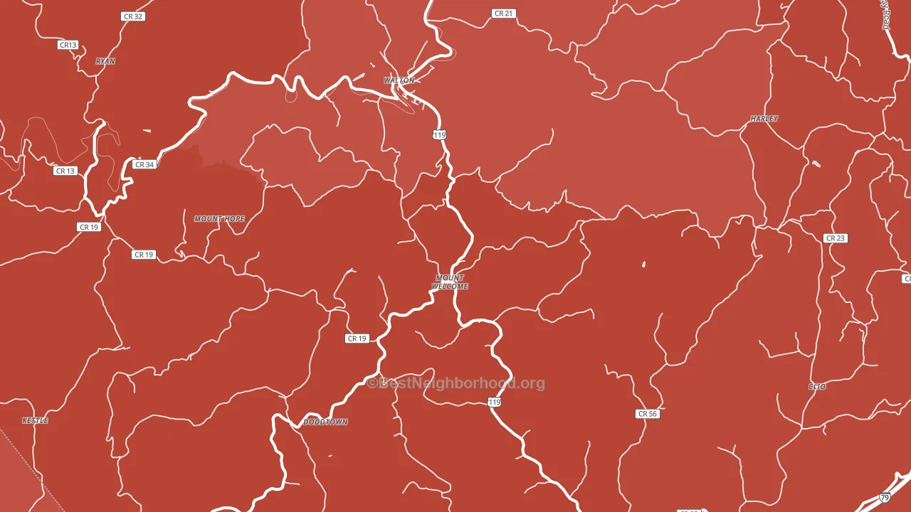 Walton, WV block-group political-lean map