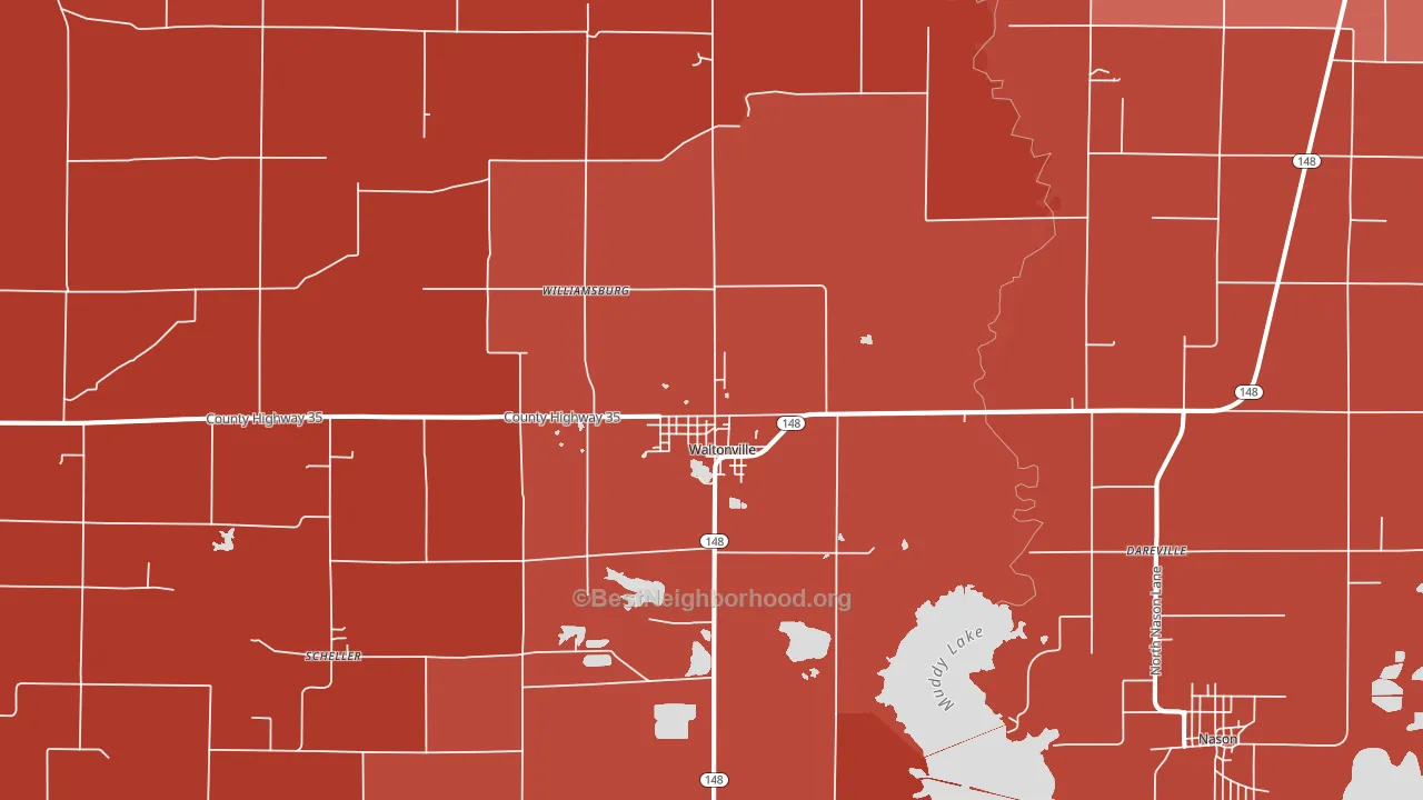 Waltonville, IL block-group political-lean map