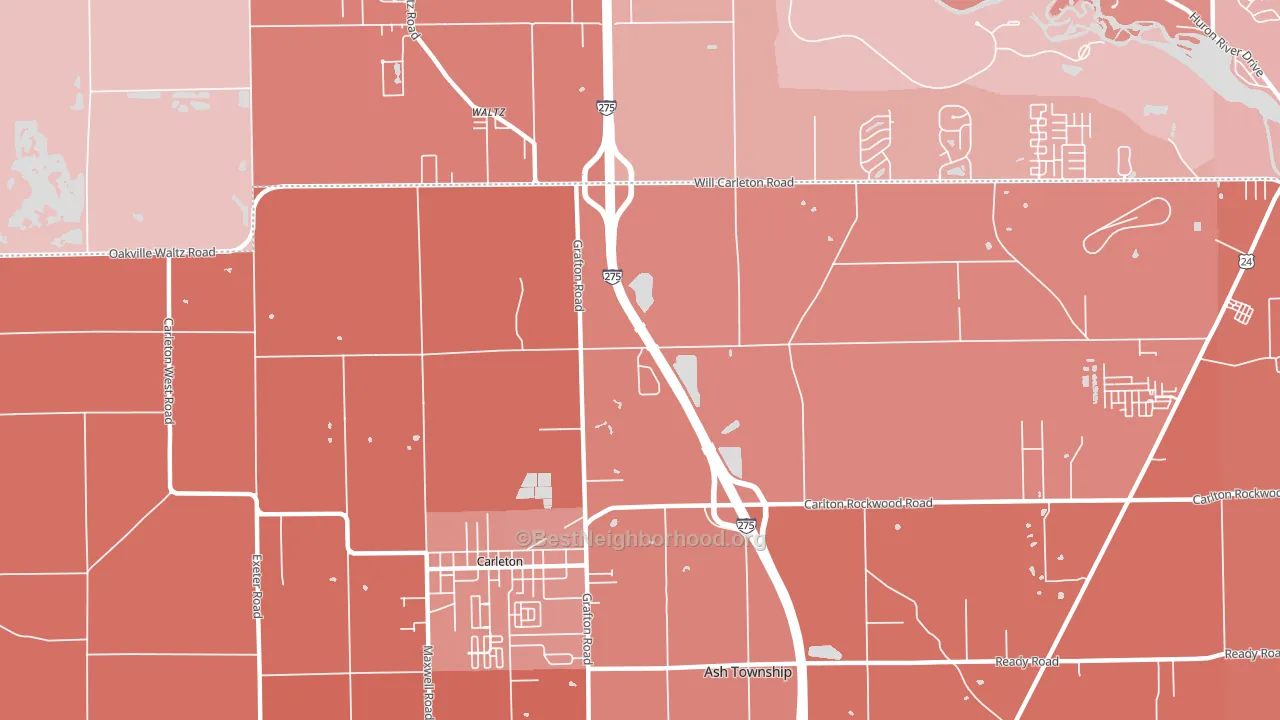 Waltz, MI block-group political-lean map