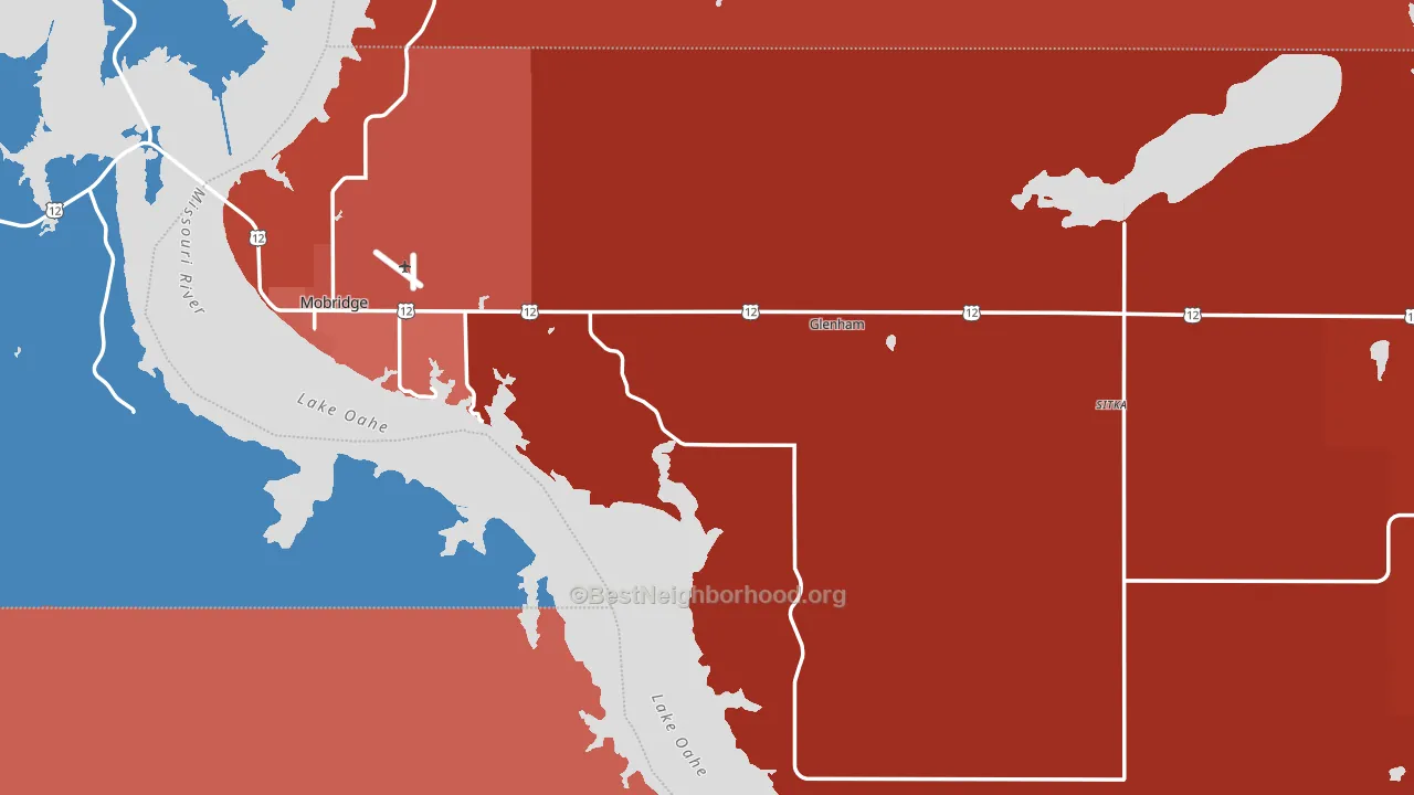 Walworth County, SD block-group political-lean map