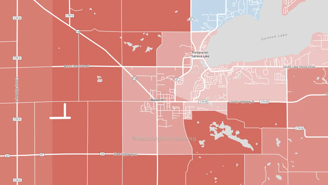 Walworth, WI block-group political-lean map