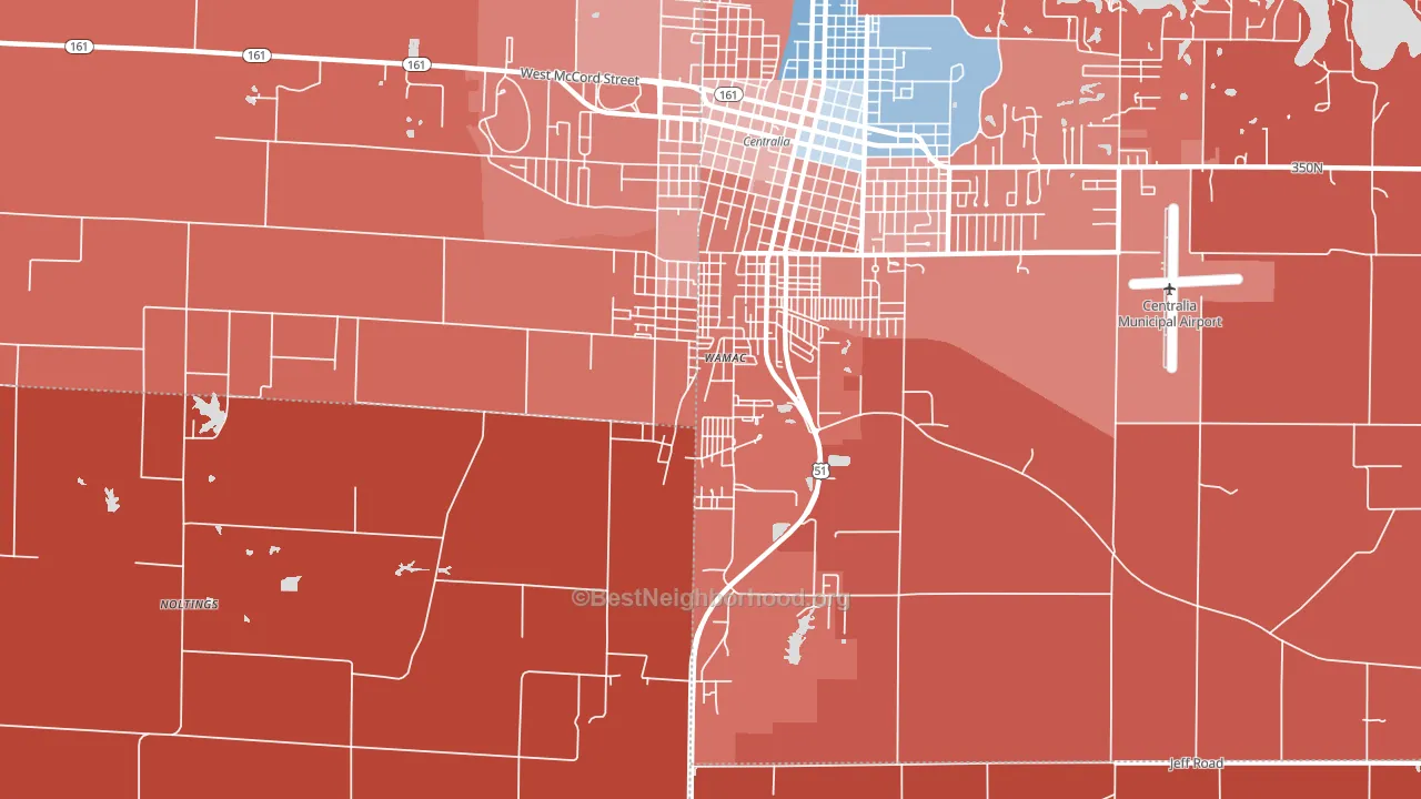 Wamac, IL block-group political-lean map