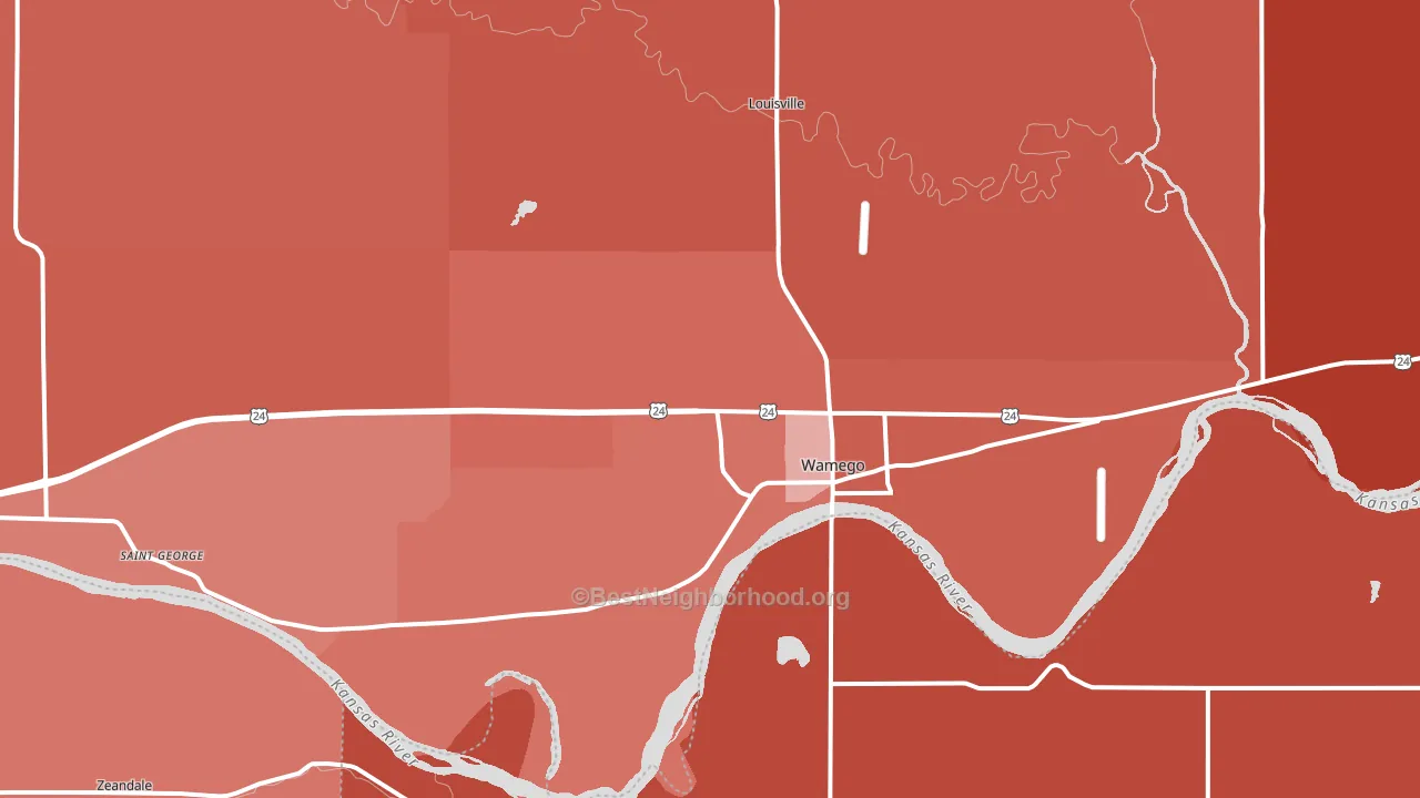 Wamego, KS block-group political-lean map