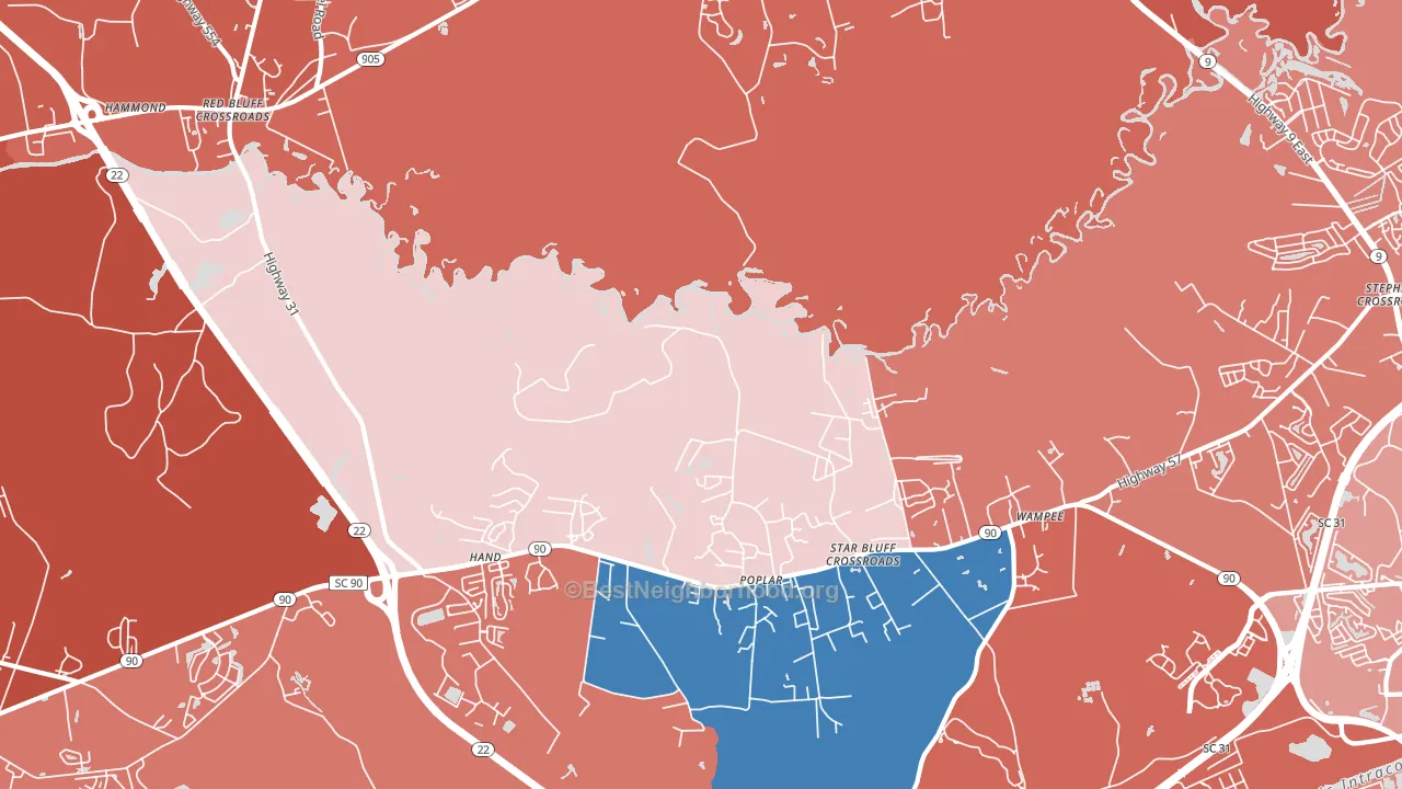 Wampee, SC block-group political-lean map