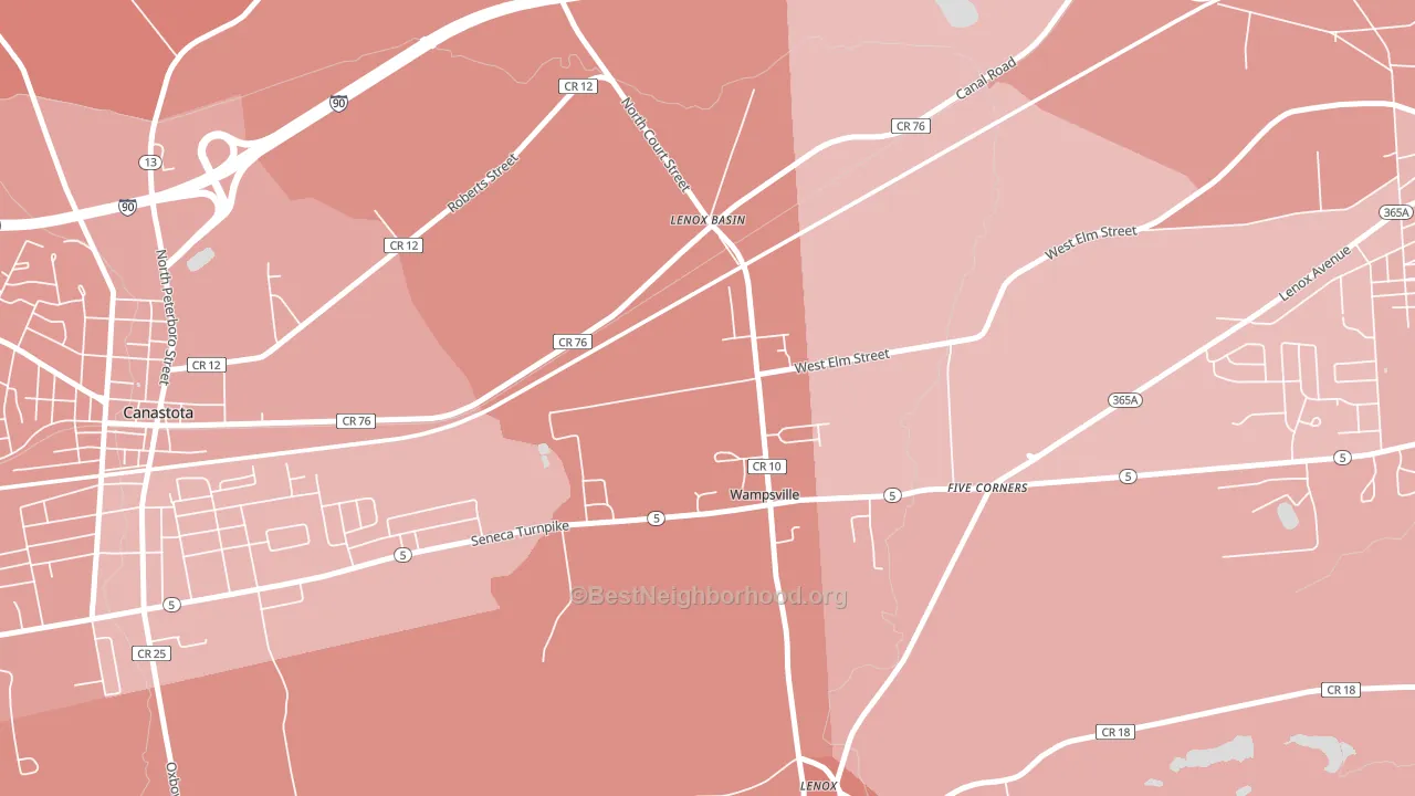 Wampsville, NY block-group political-lean map
