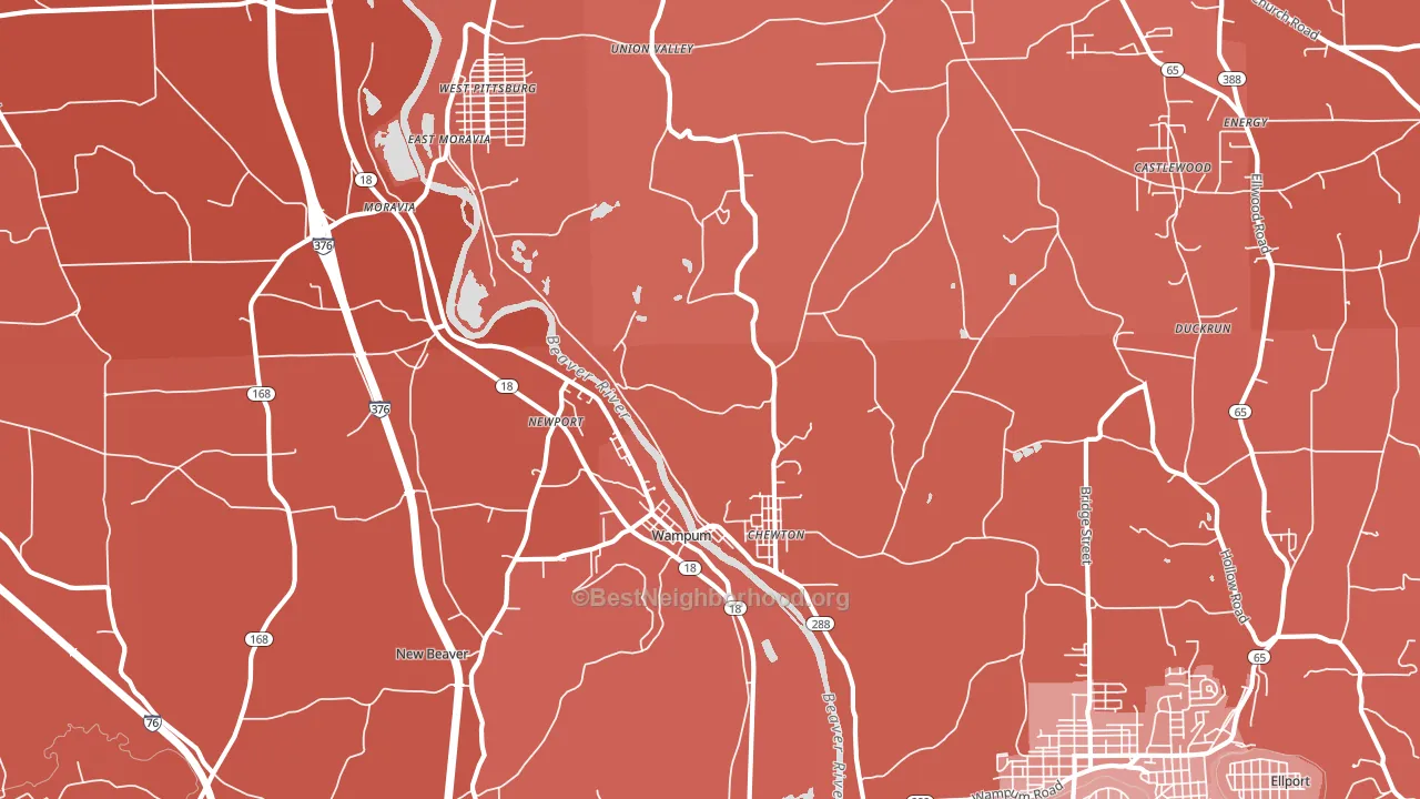 Wampum, PA block-group political-lean map