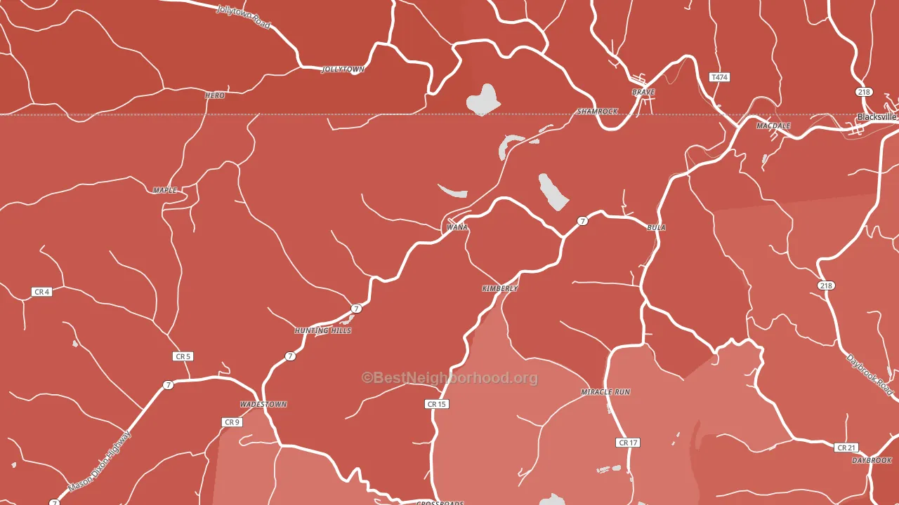 Wana, WV block-group political-lean map