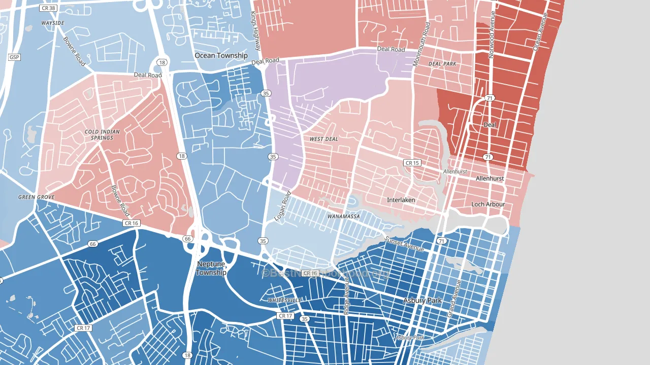 Wanamassa, NJ block-group political-lean map