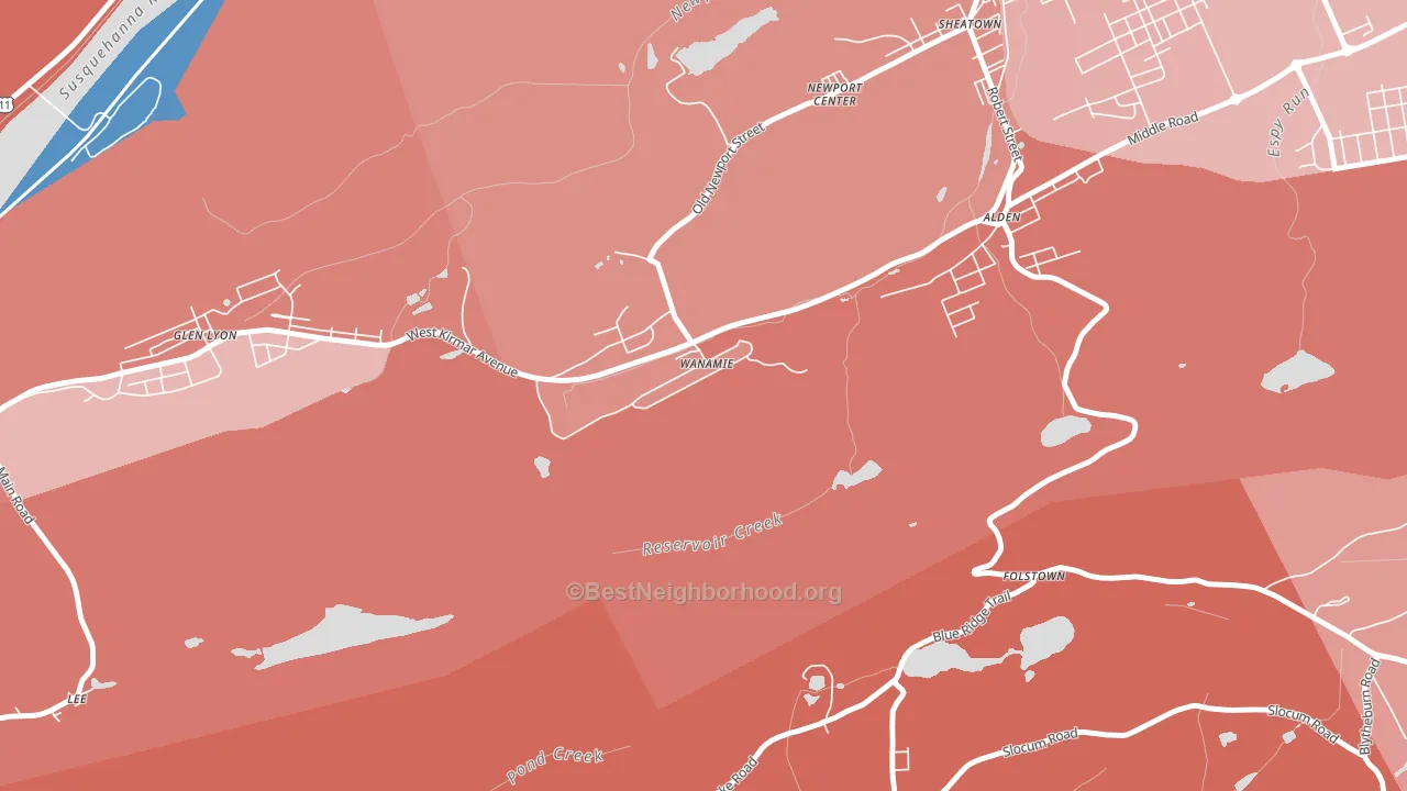 Wanamie, PA block-group political-lean map