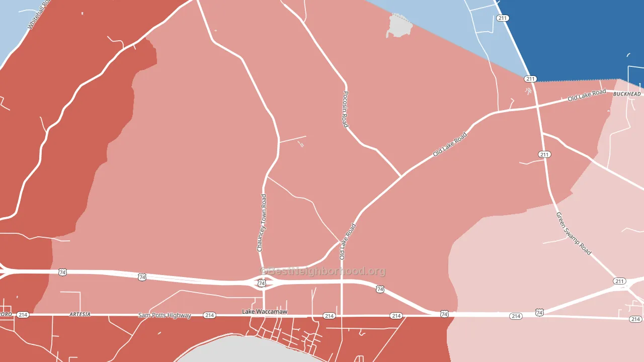 Wananish, NC block-group political-lean map