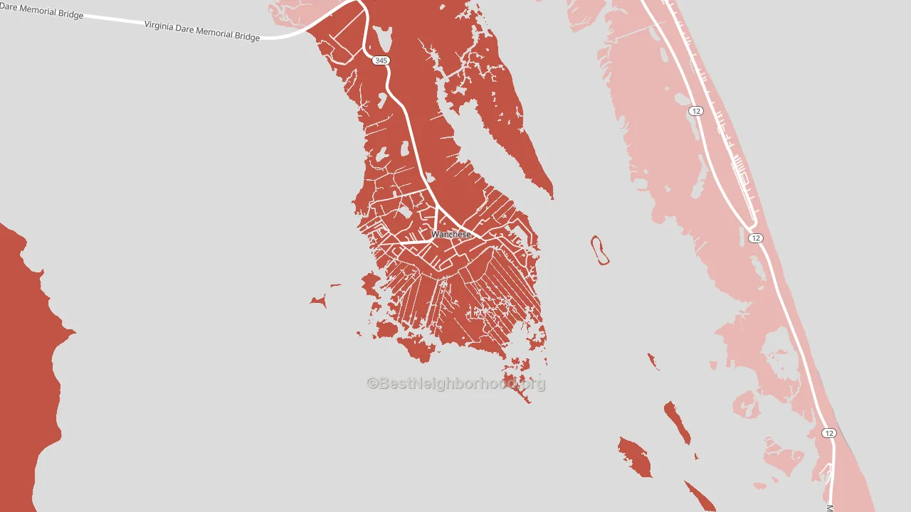 Wanchese, NC block-group political-lean map