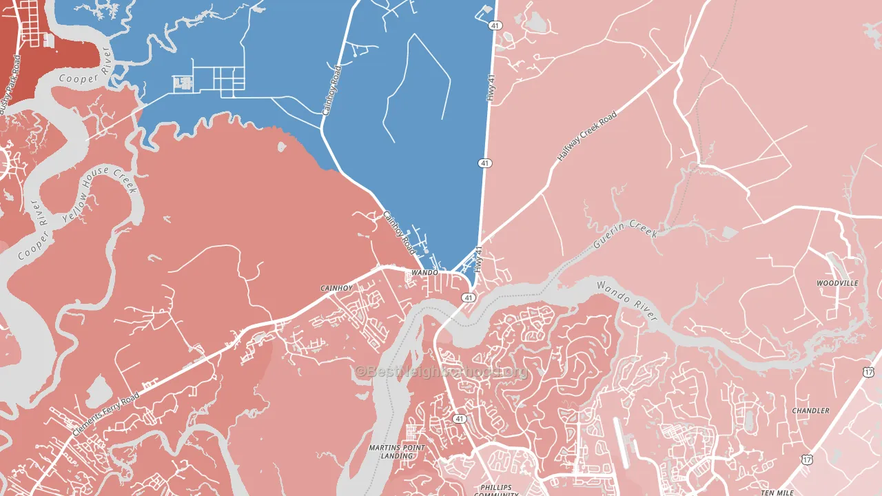 Wando, SC block-group political-lean map