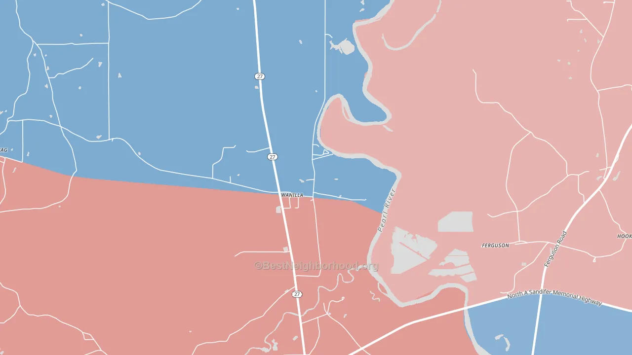 Wanilla, MS block-group political-lean map