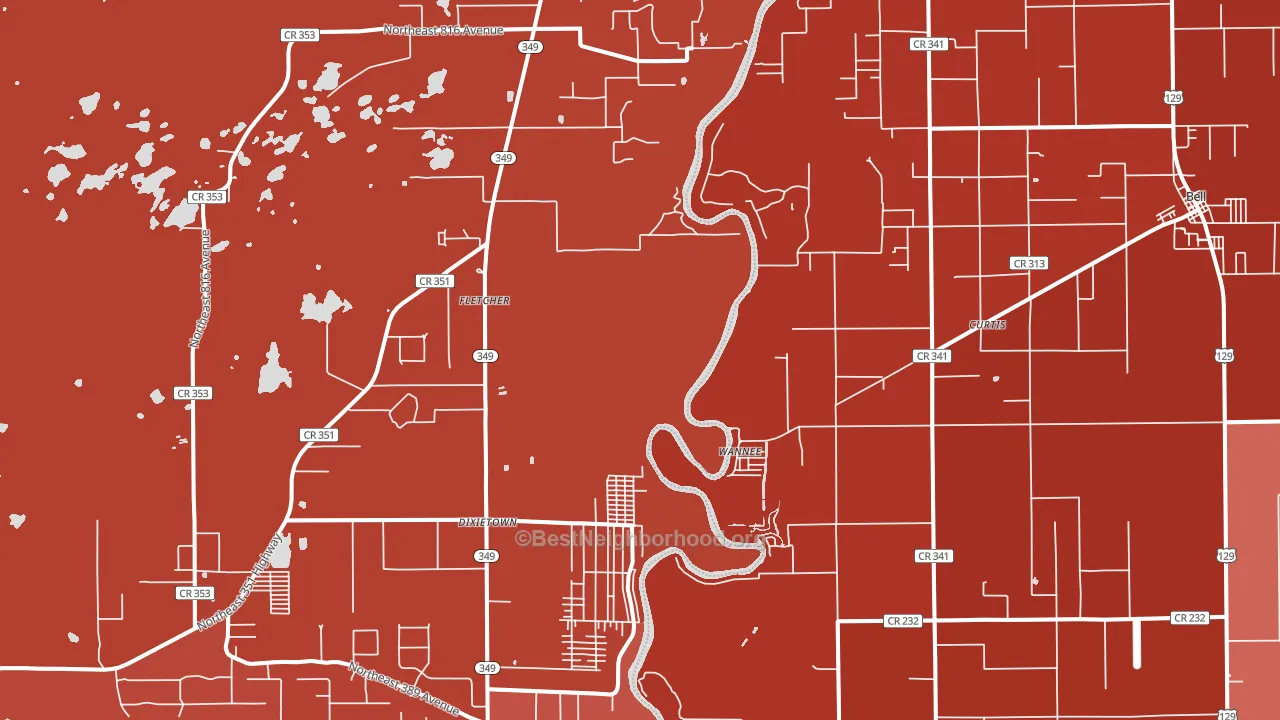 Wannee, FL block-group political-lean map