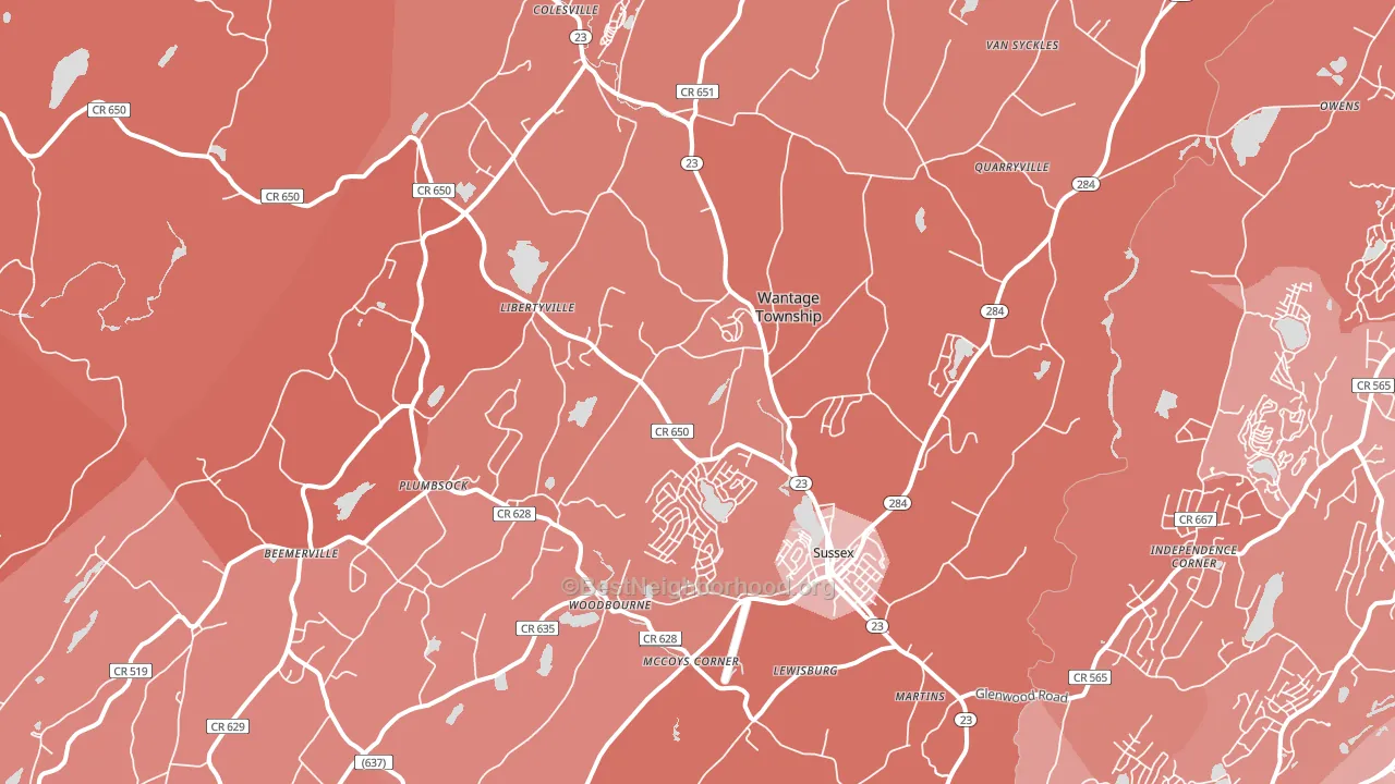Wantage, NJ block-group political-lean map