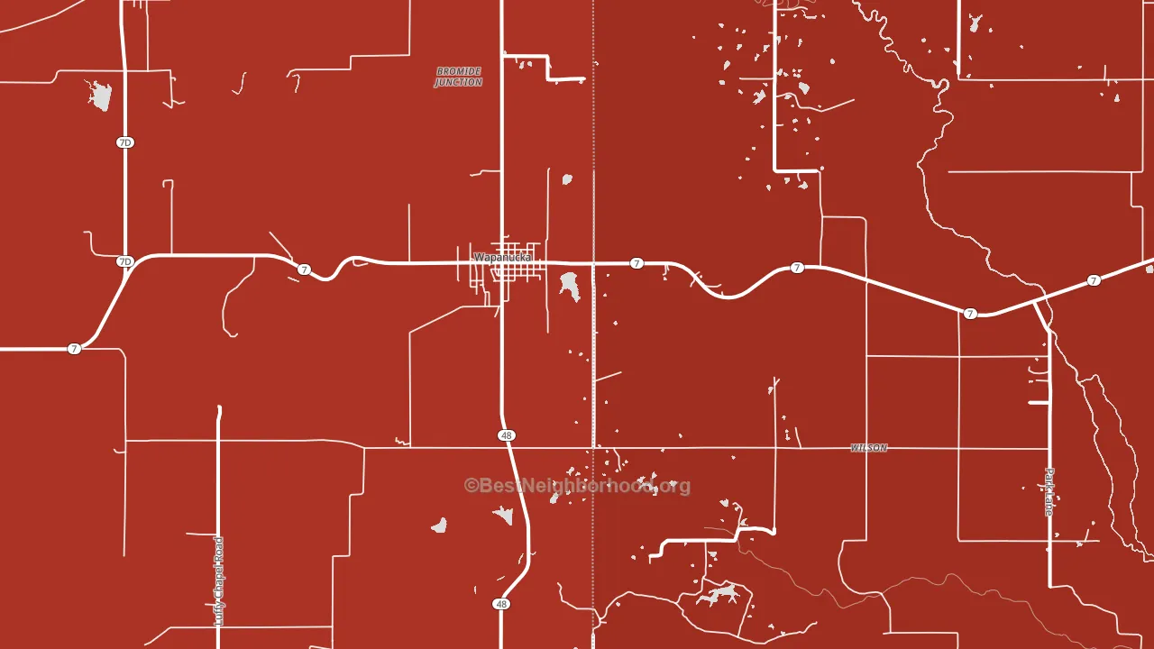Wapanucka, OK block-group political-lean map