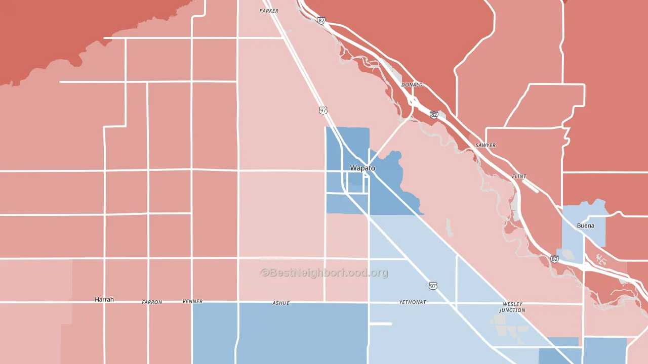 Wapato, WA block-group political-lean map