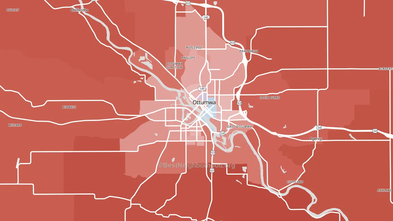 Wapello County, IA block-group political-lean map