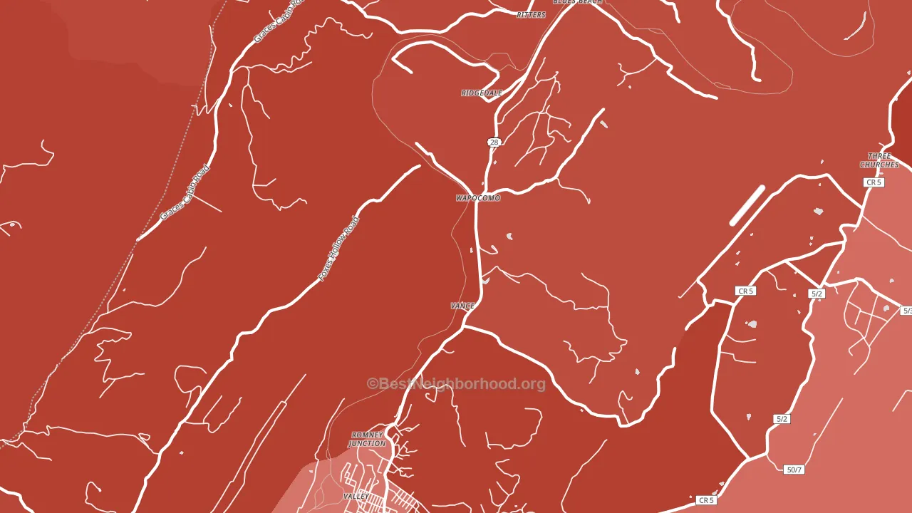 Wapocomo, WV block-group political-lean map
