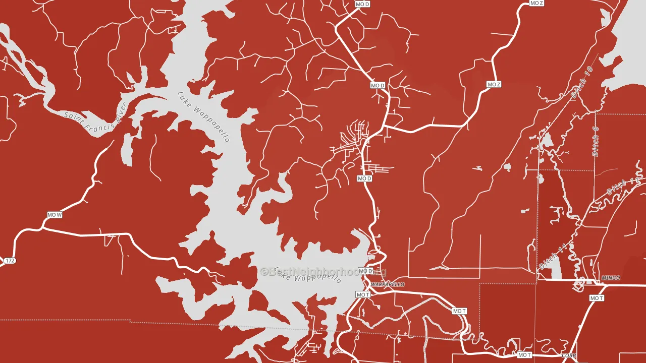Wappapello, MO block-group political-lean map
