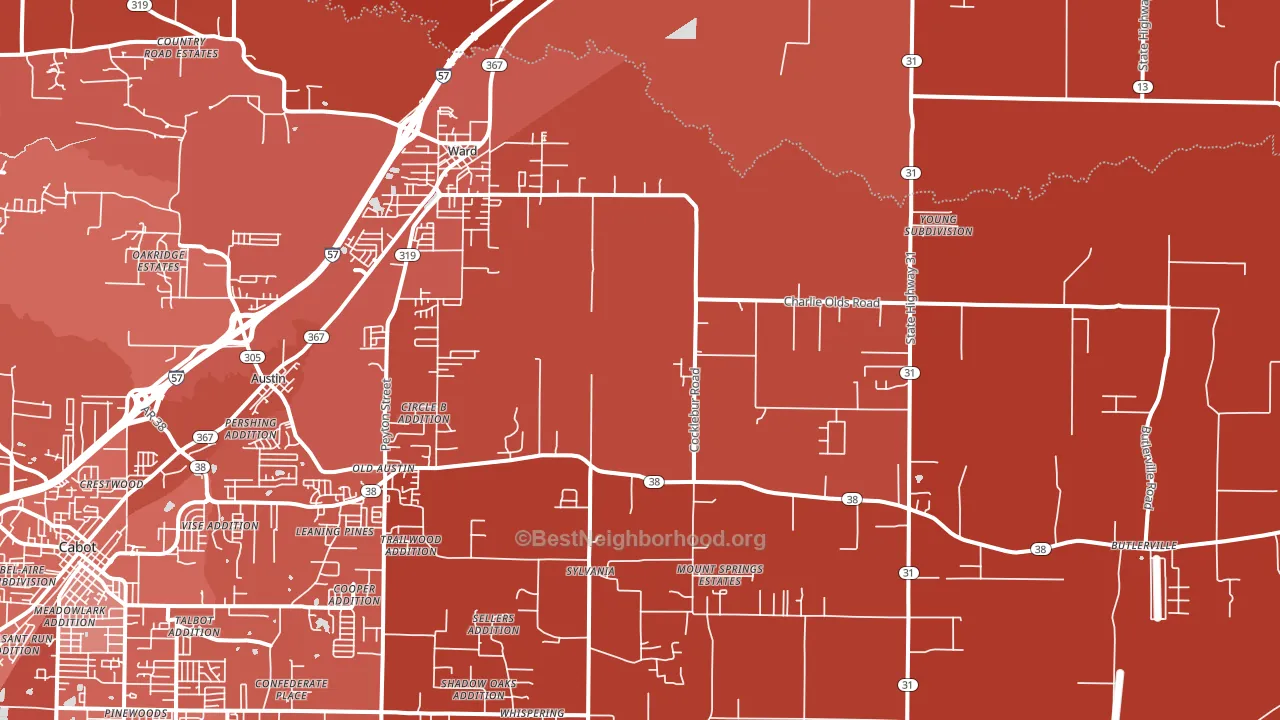 Ward, AR block-group political-lean map