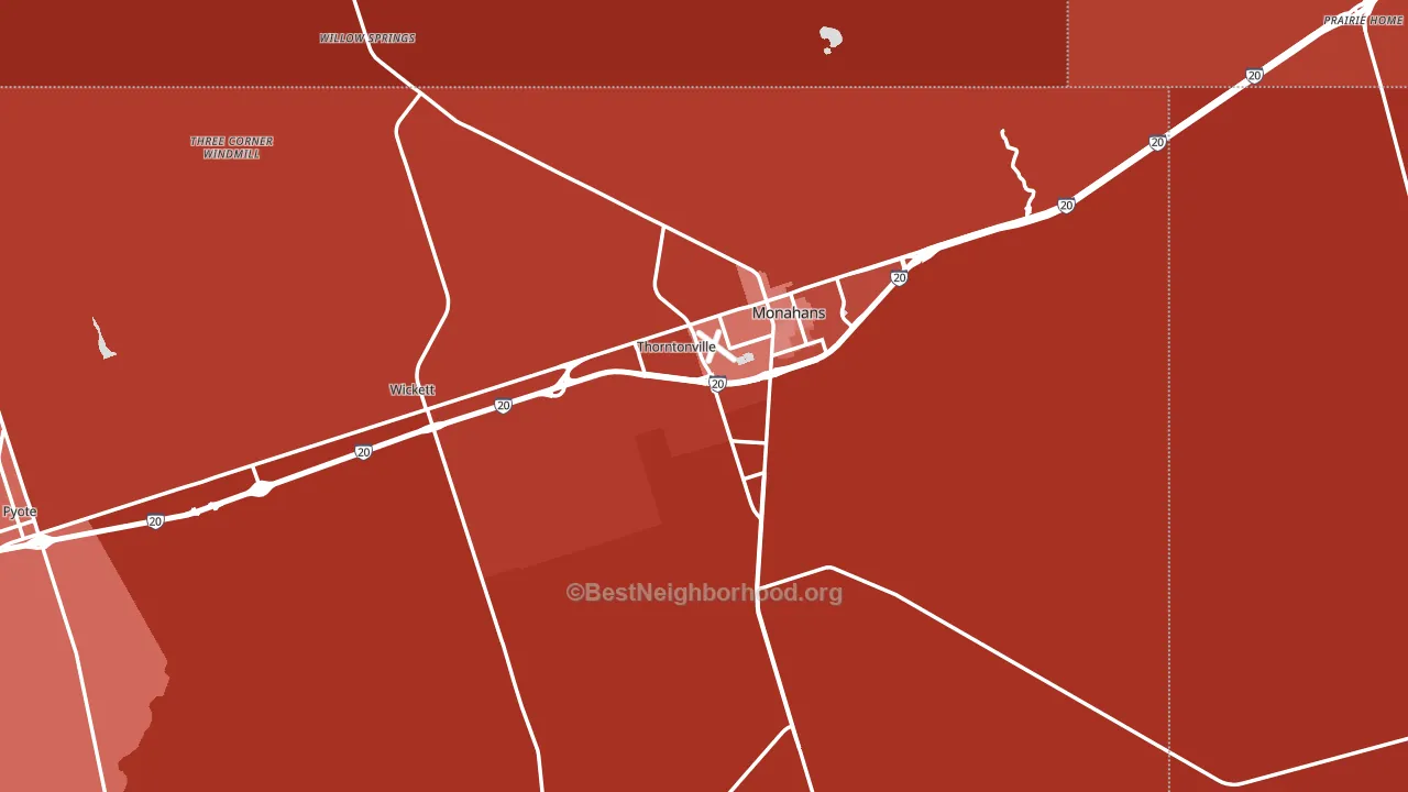 Ward County, TX block-group political-lean map
