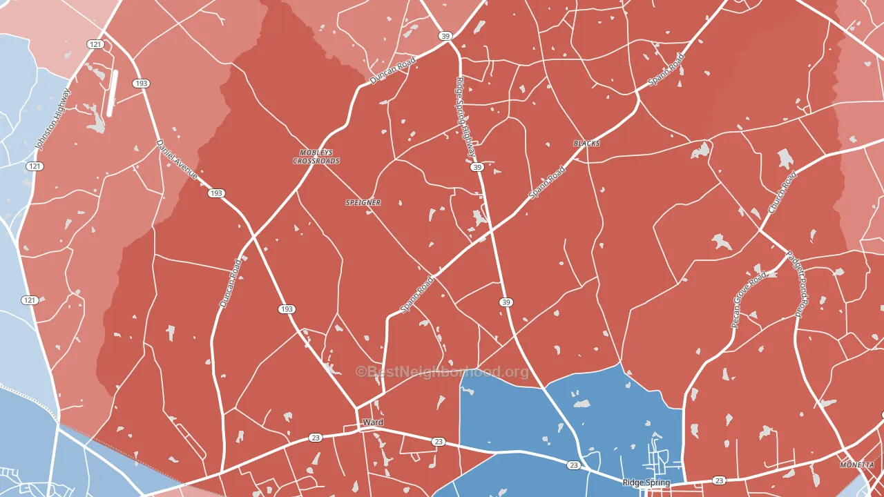 Ward, SC block-group political-lean map
