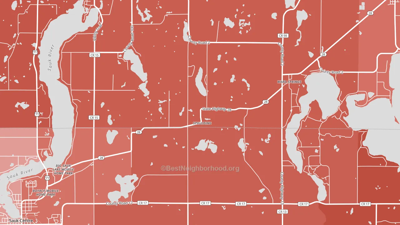 Ward Springs, MN block-group political-lean map