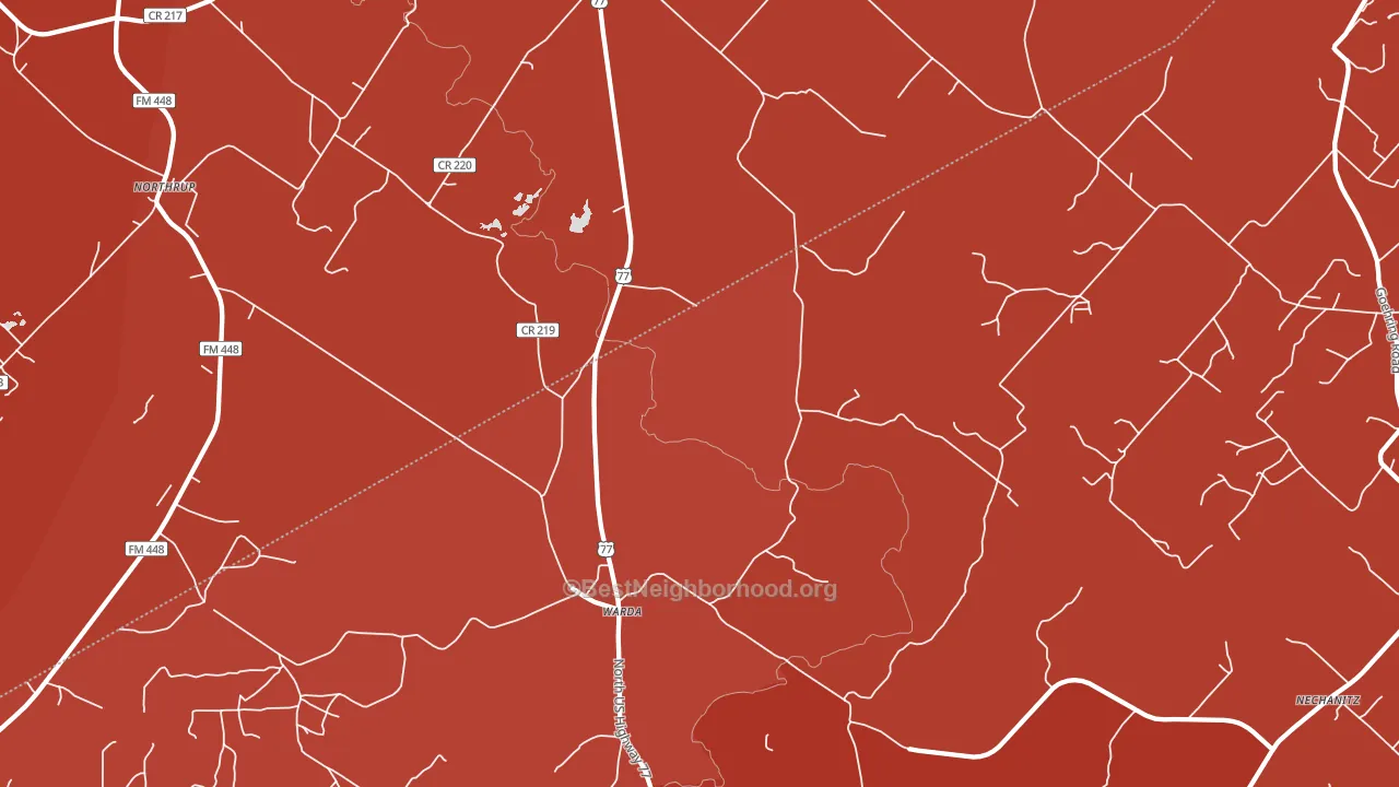 Warda, TX block-group political-lean map