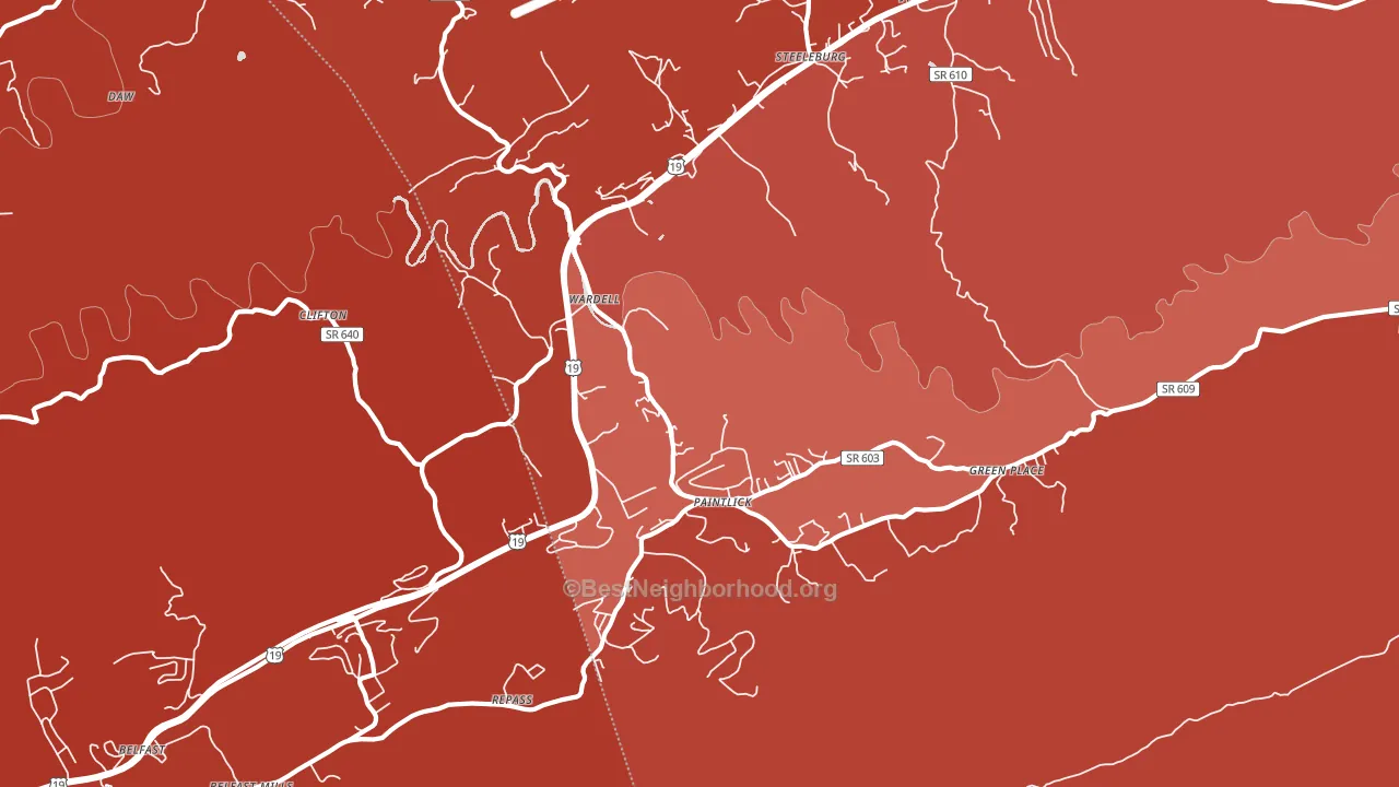 Wardell, VA block-group political-lean map
