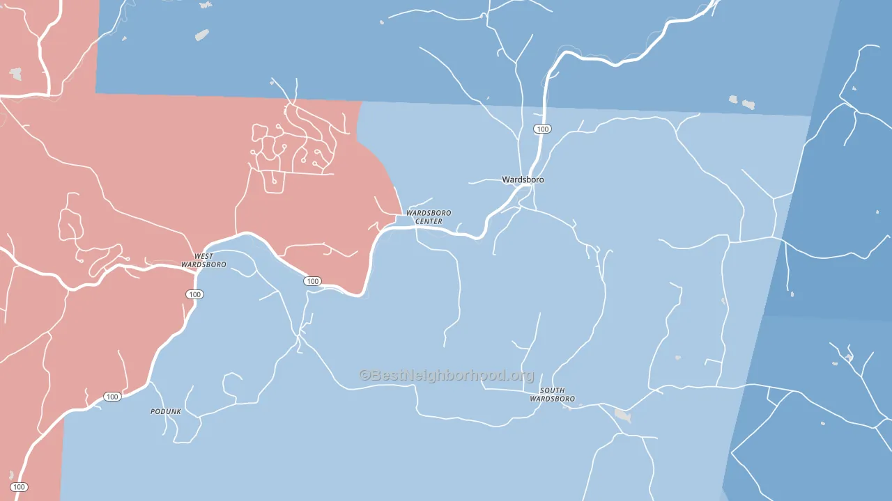 Wardsboro, VT block-group political-lean map
