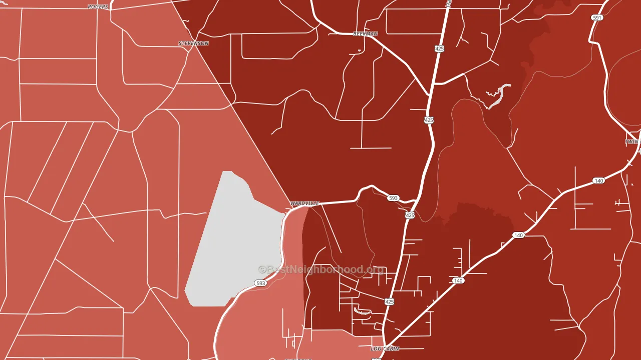 Wardville, LA block-group political-lean map