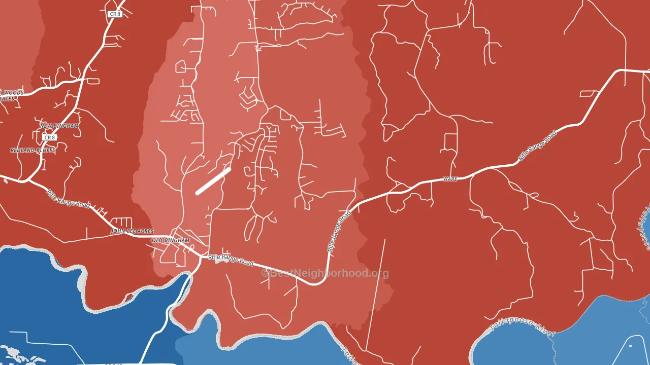 Ware, AL block-group political-lean map