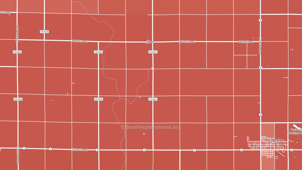 Ware, IA block-group political-lean map