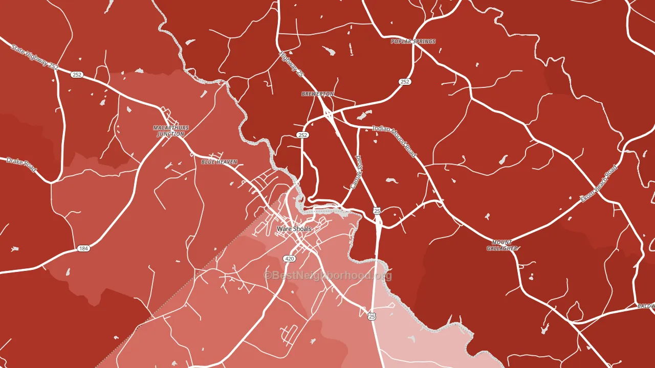 Ware Shoals, SC block-group political-lean map
