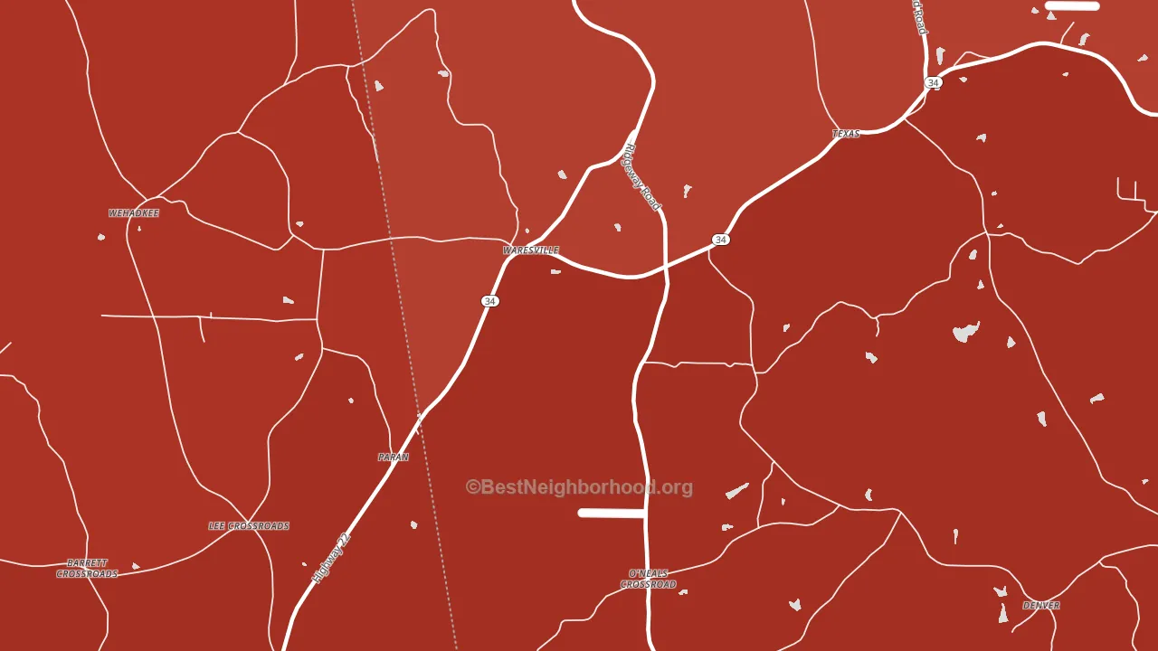 Waresville, GA block-group political-lean map
