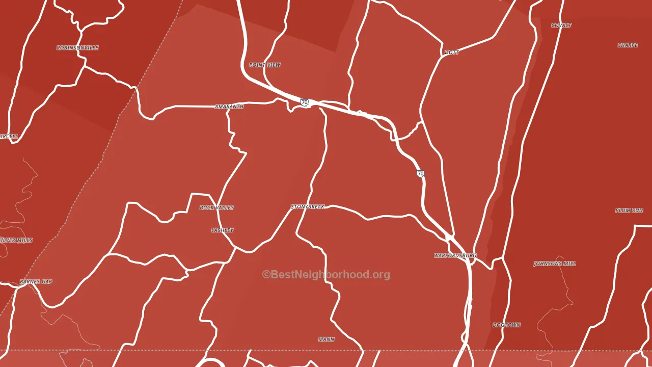 Warfordsburg, PA block-group political-lean map