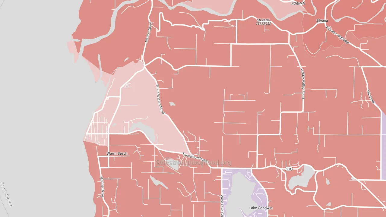Warm Beach, WA block-group political-lean map
