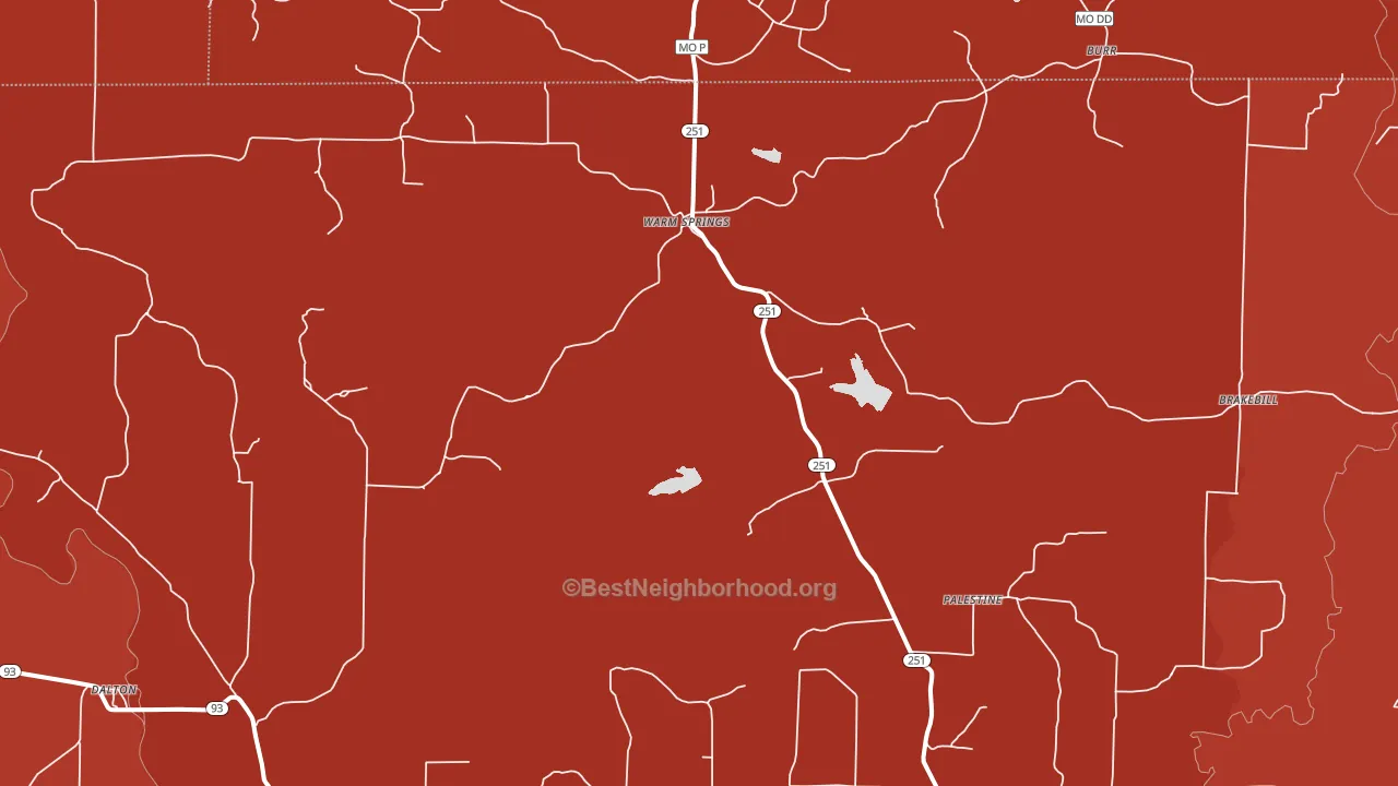 Warm Springs, AR block-group political-lean map
