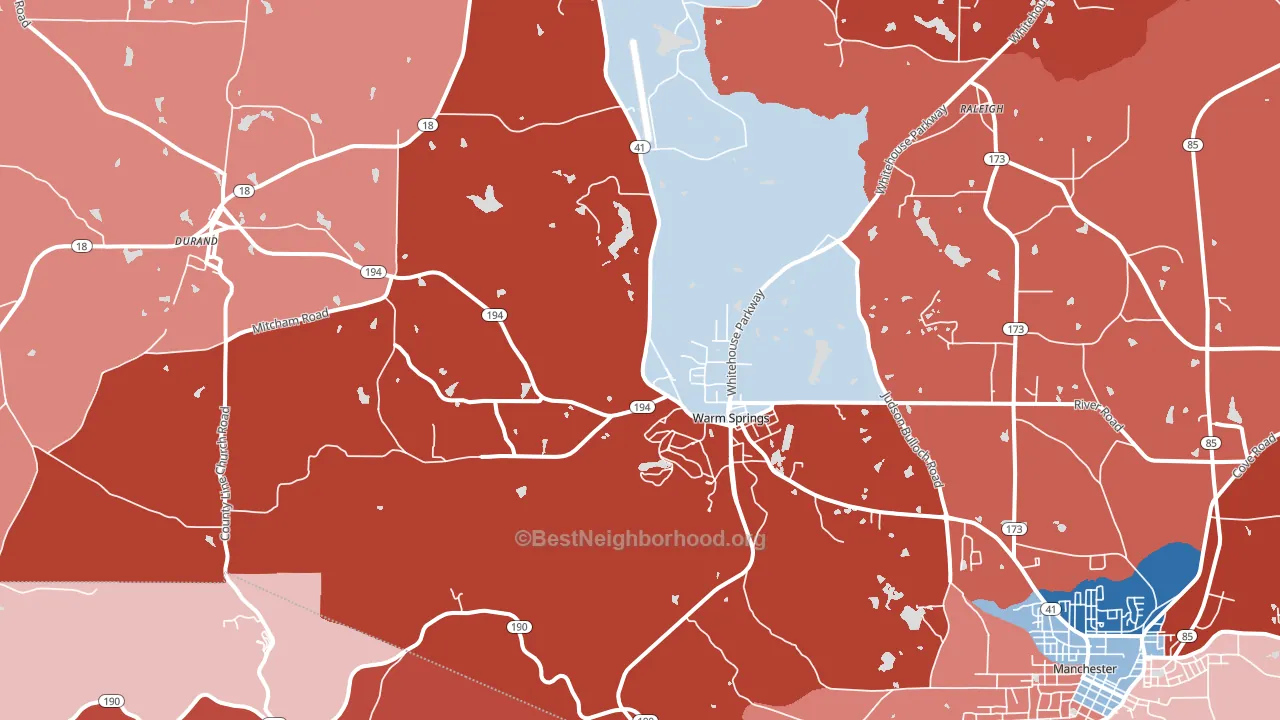 Warm Springs, GA block-group political-lean map