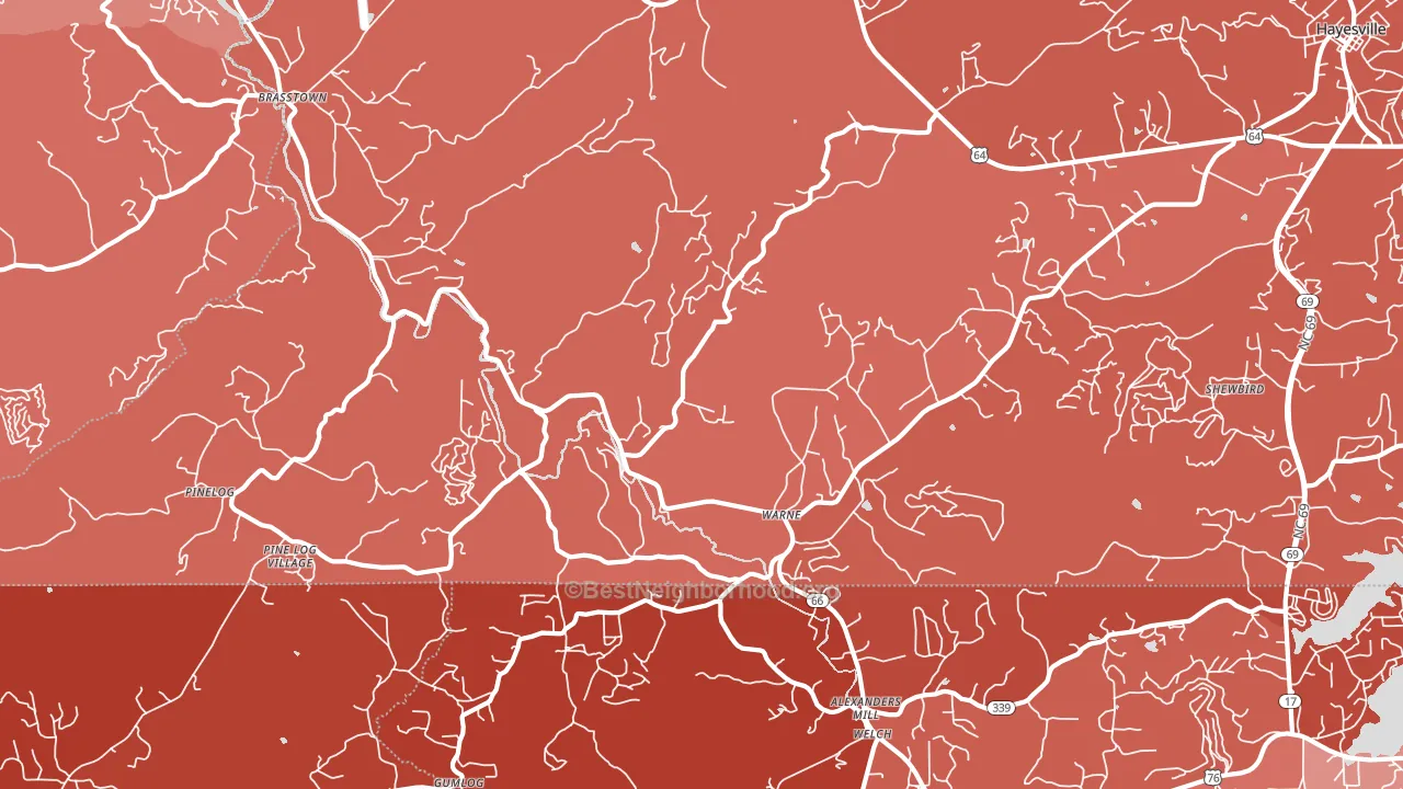 Warne, NC block-group political-lean map
