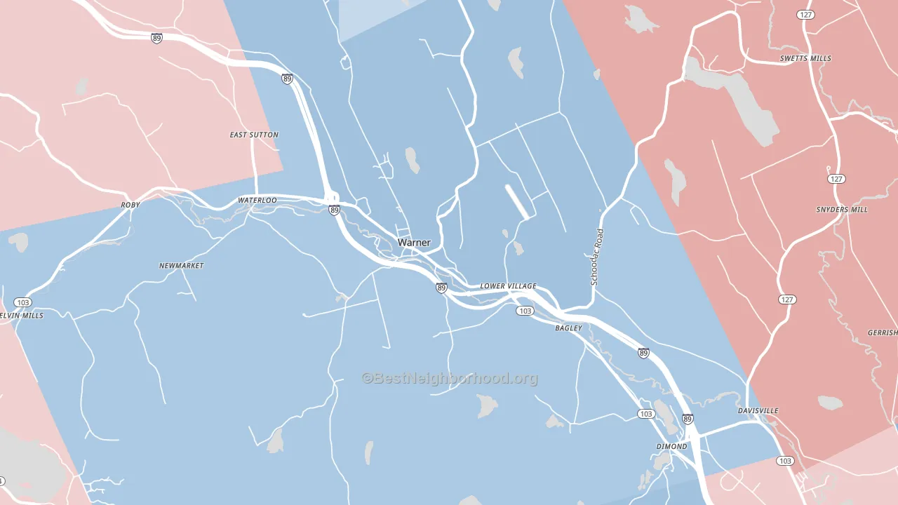 Warner, NH block-group political-lean map