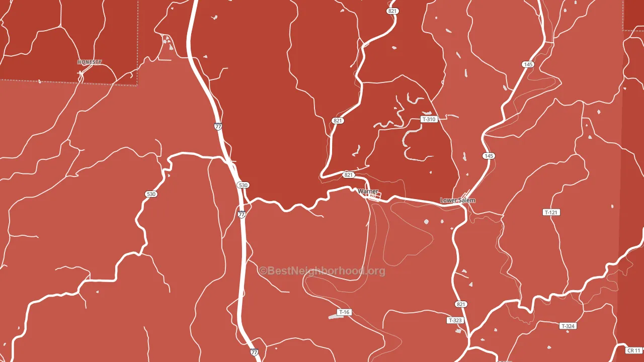 Warner, OH block-group political-lean map