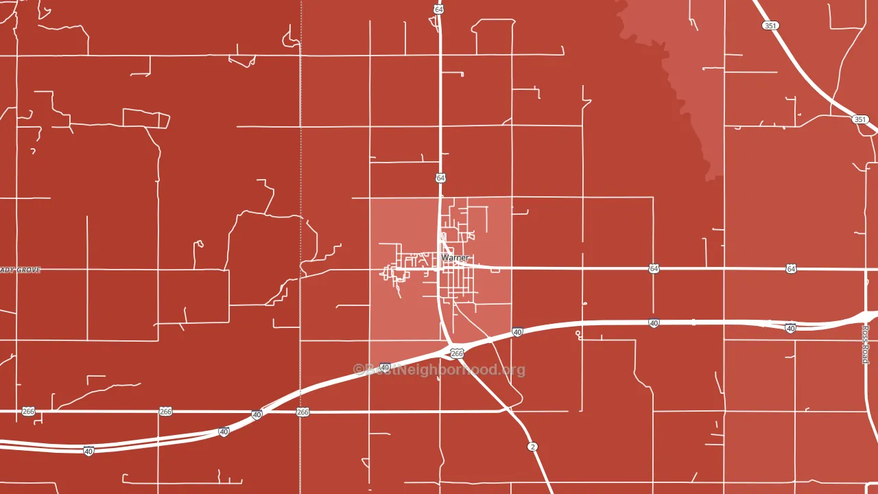 Warner, OK block-group political-lean map